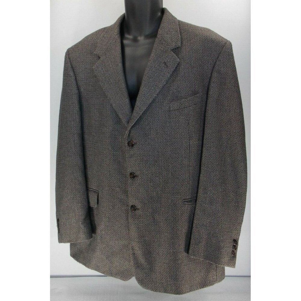 John Henry Blazer Sz 48 L  Wool Blend Tweed Sport Coat Jacket Fall Winter